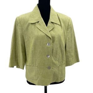 Trousers Etc. Womens Linen Blend Button Front Notch Blazer Size 10